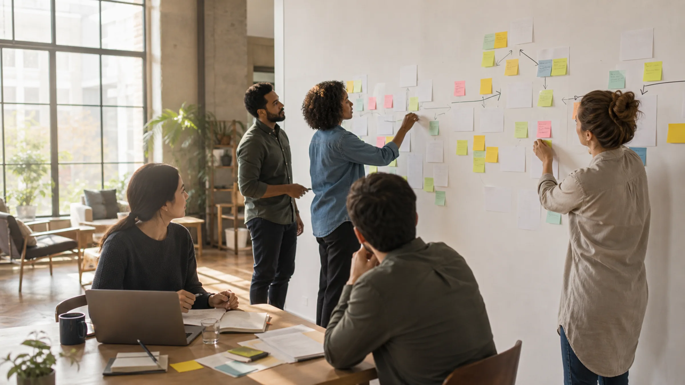 Gemeinnütziges Team arbeitet an einem digitalen Kampagnen-Workflow zusammen
