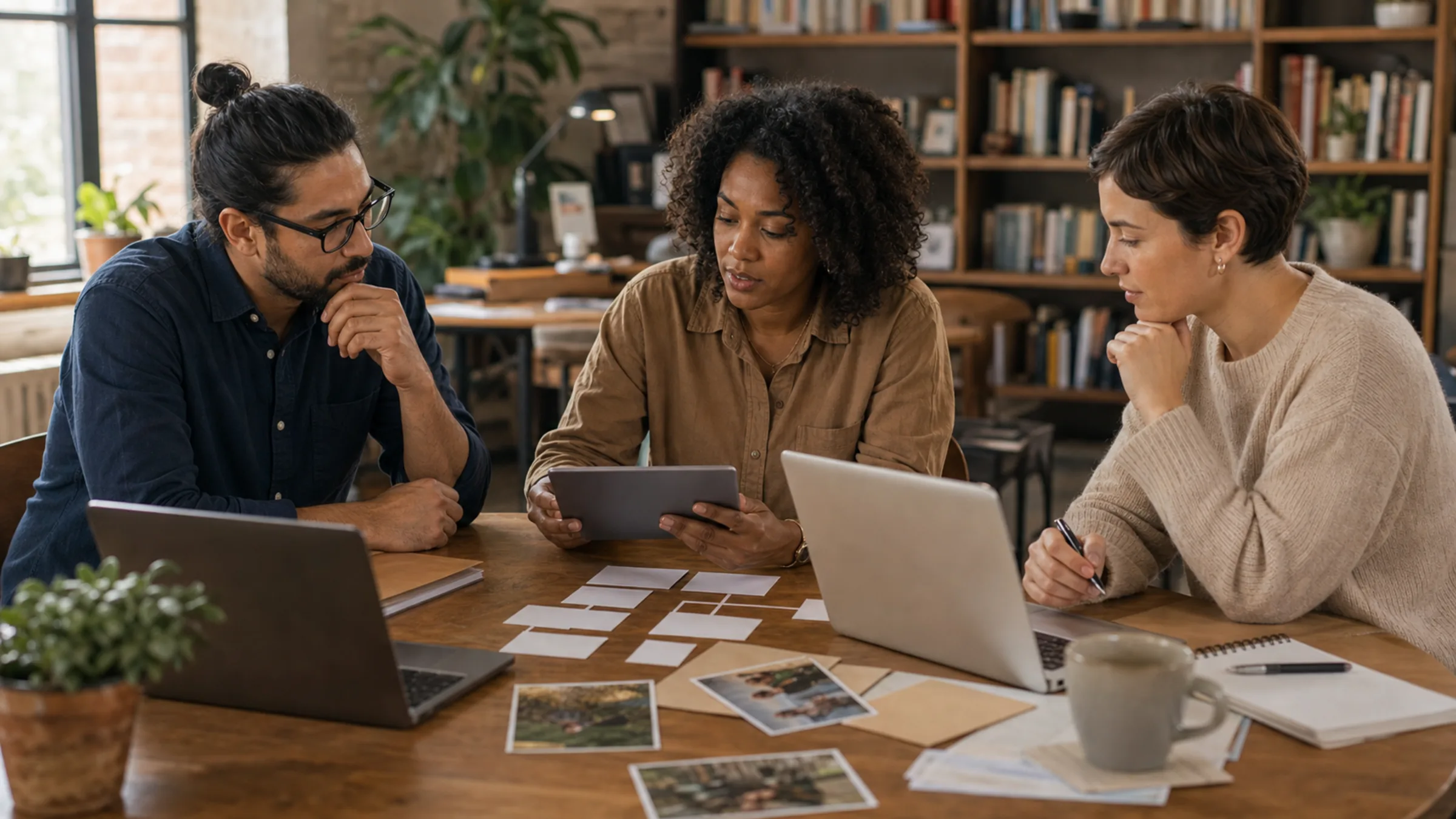 gemeinnützig-Team arbeitet an einem digitalen Kampagnen-Workflow zusammen